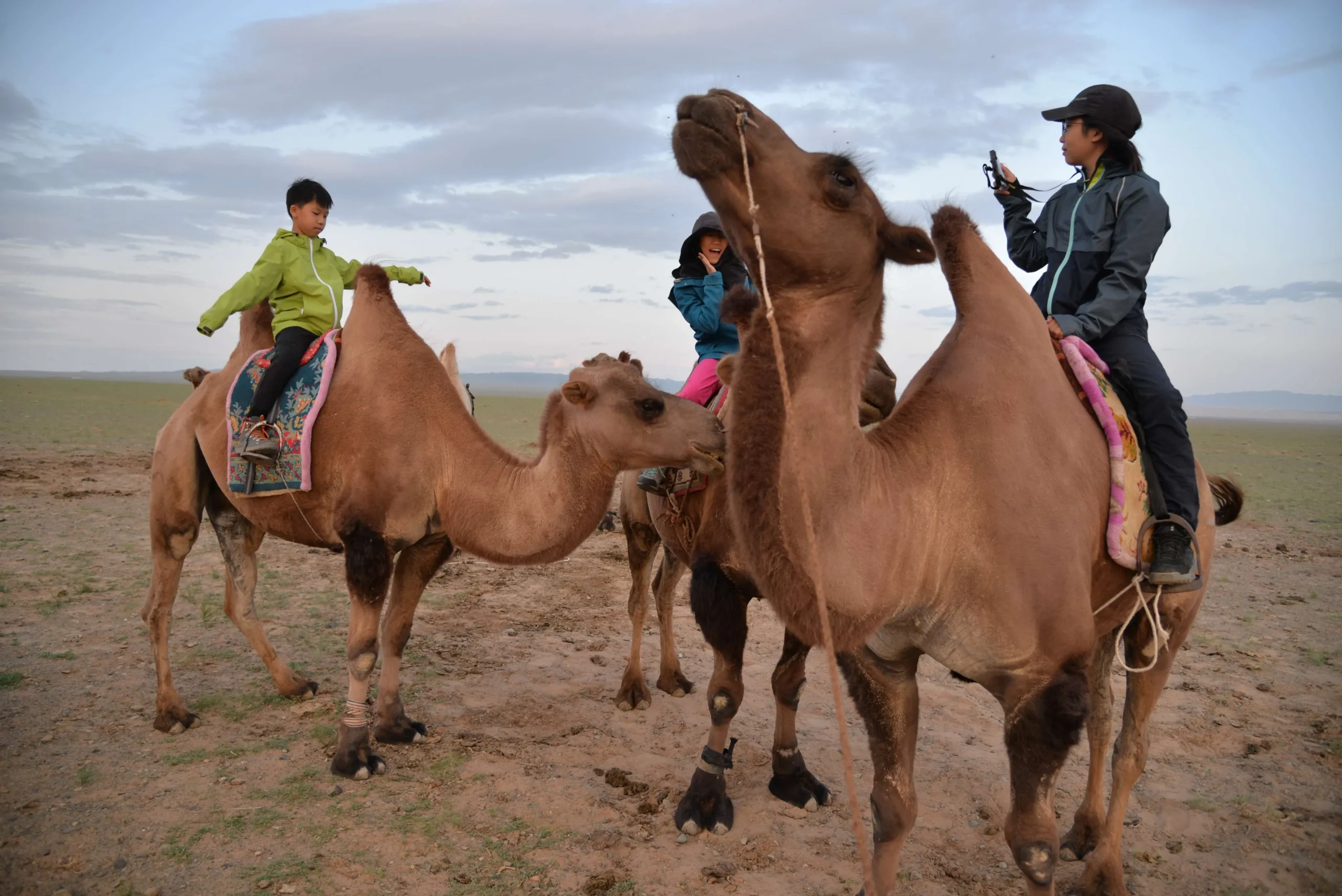 Riding camels and having fun