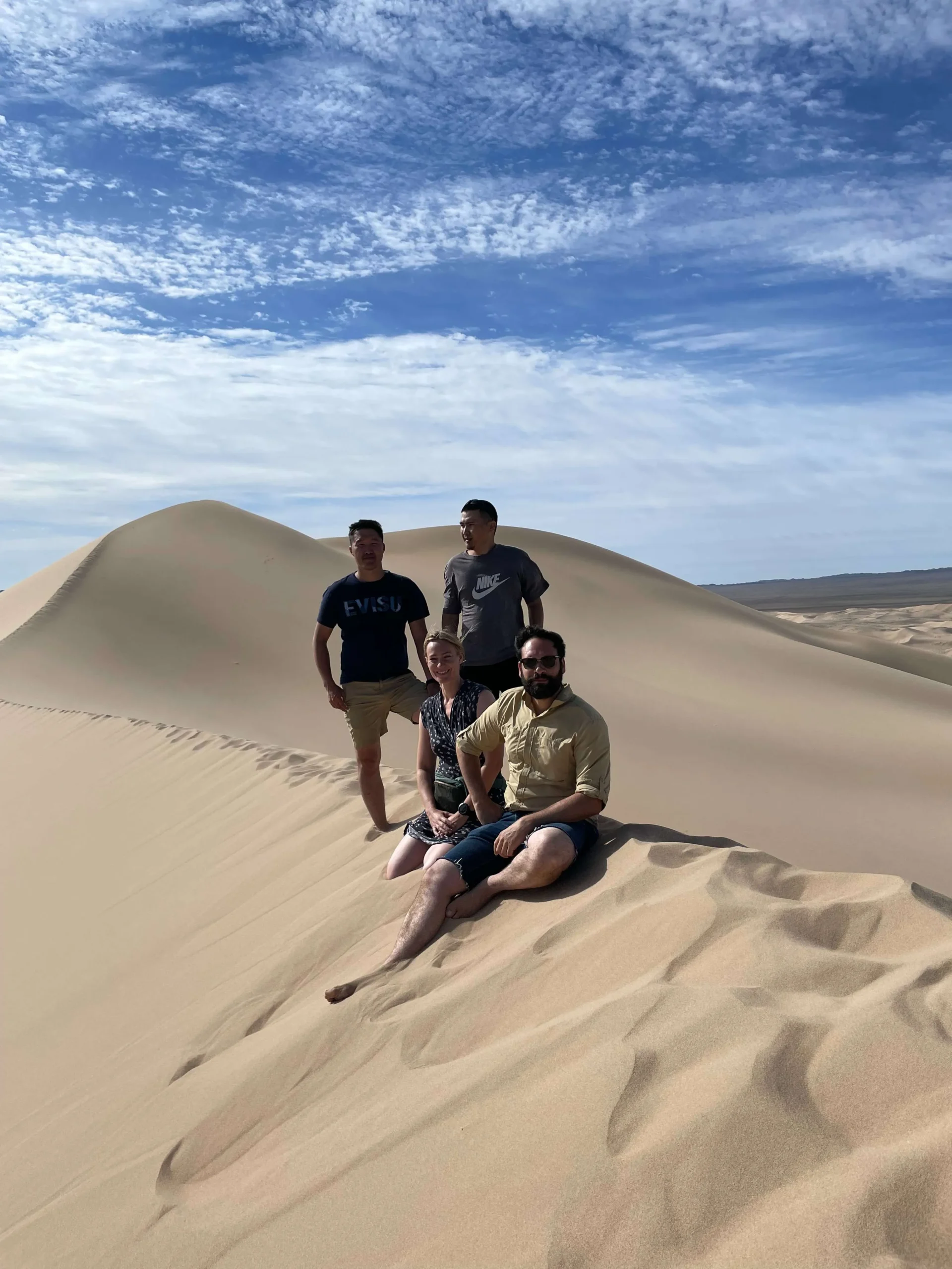 Khongor sand dune, our driver Machete and Bataa