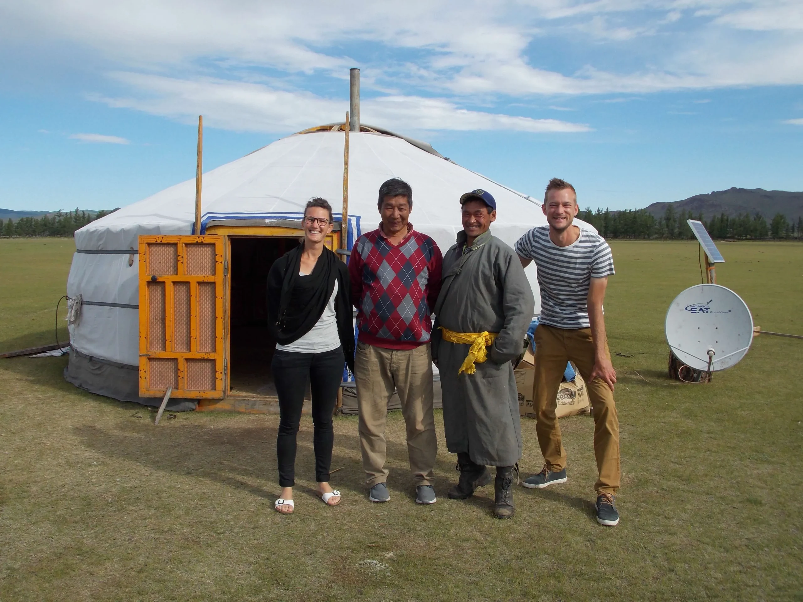 Sien, Uuld, Ochir and Tuen, end of the trip, front of Ochir's ger