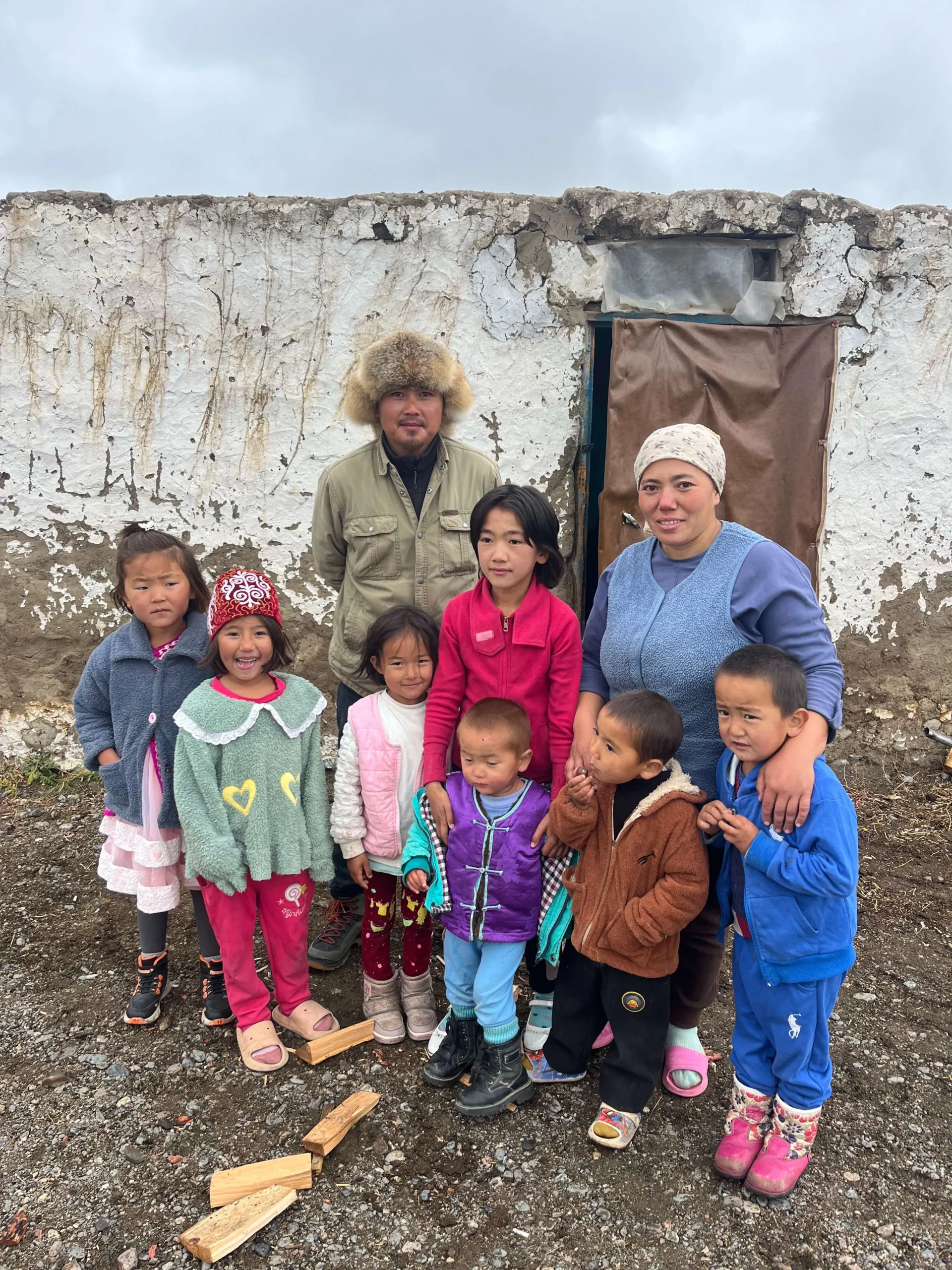 Bataa and Kazakh lady and her children and niece and nephew.