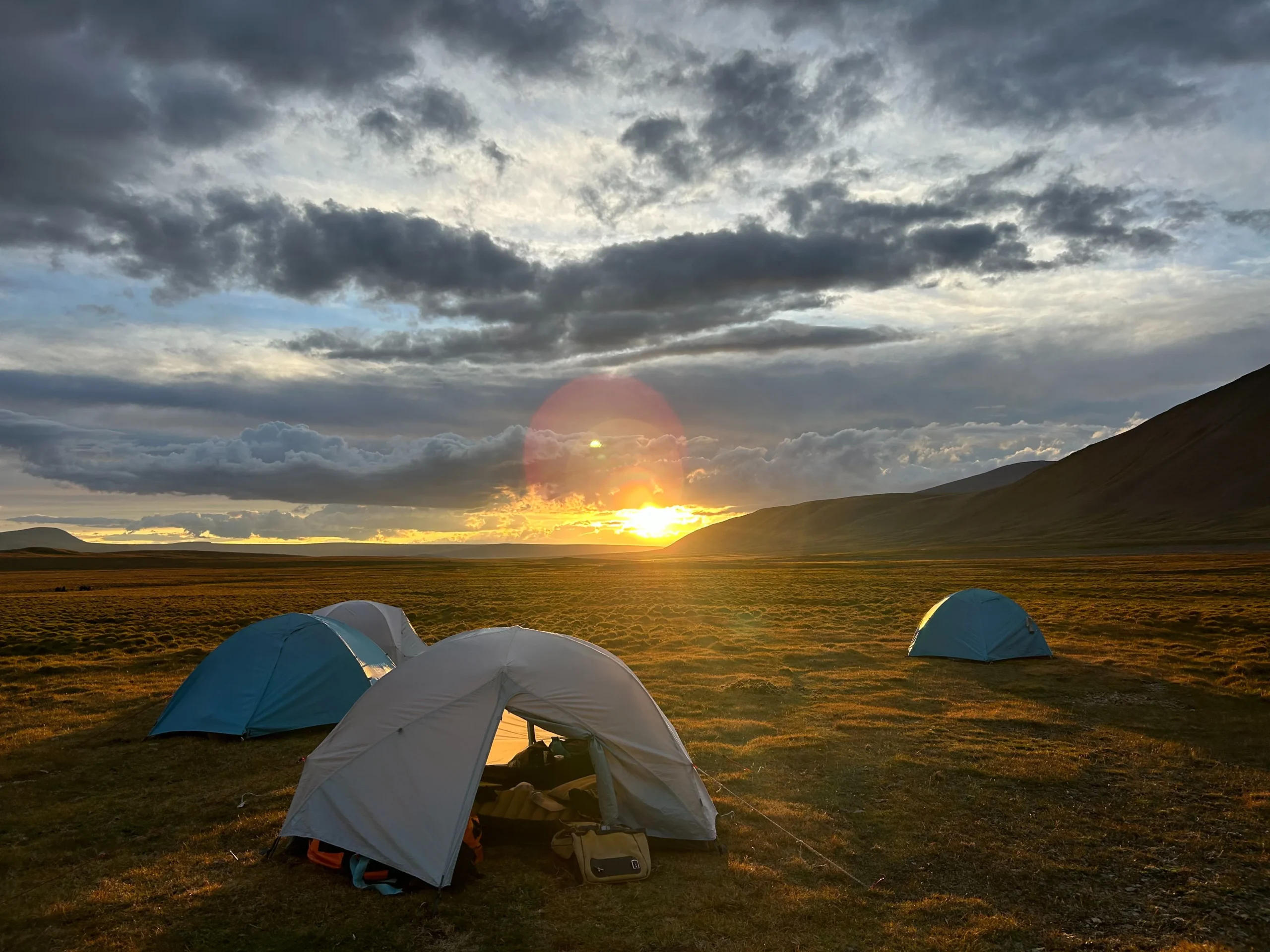 Sunset and mountain hard wear tents