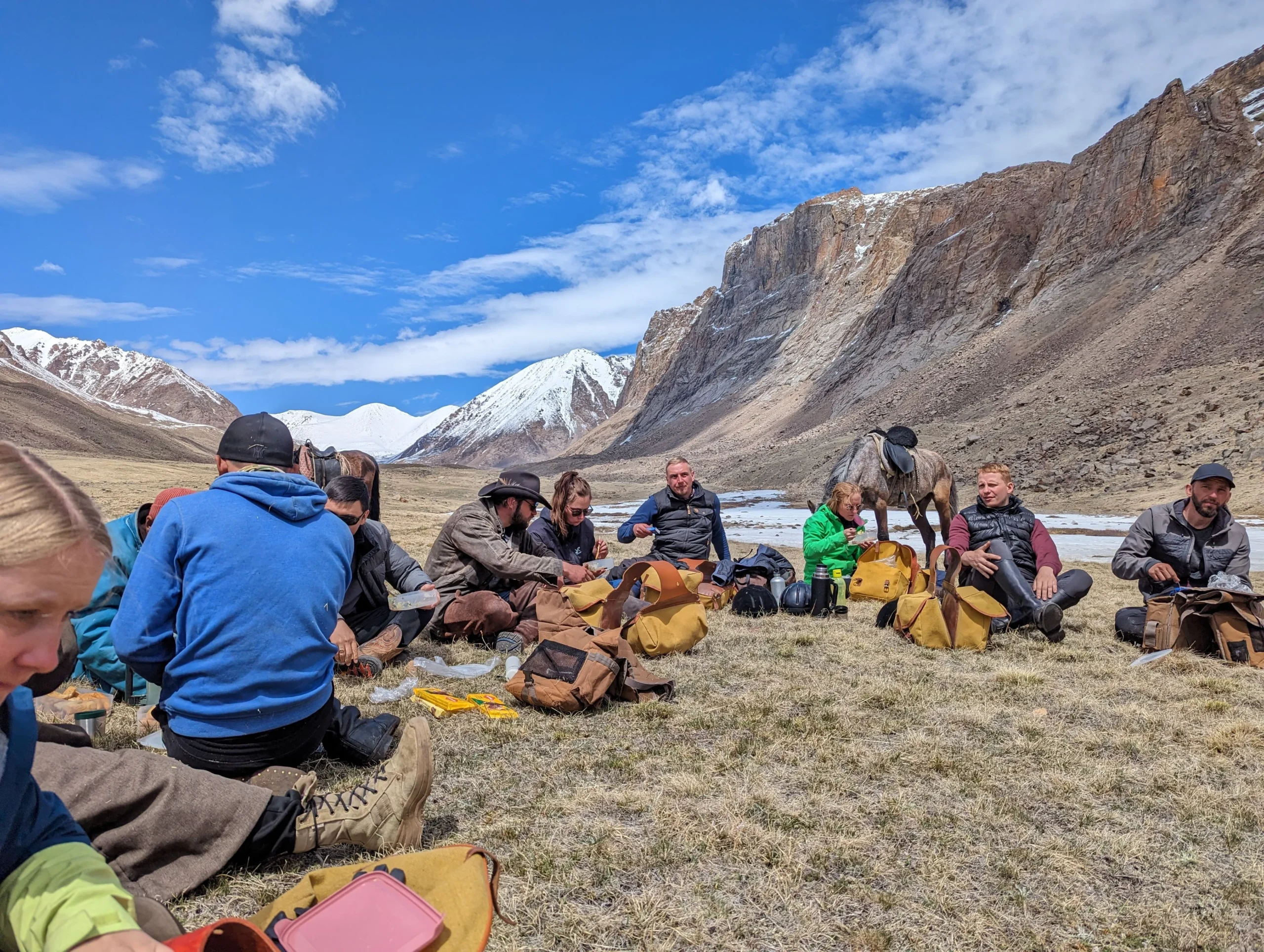 Having lunch in middle of epic Altai mountains